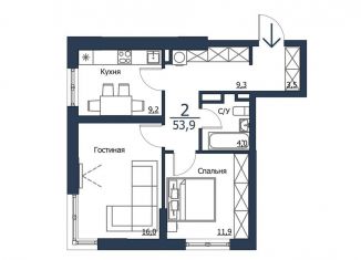 Продается двухкомнатная квартира, 53.9 м2, Красноярск, Центральный район, площадь Революции