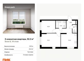 Продам двухкомнатную квартиру, 52.2 м2, Москва, Берёзовая аллея, 17к2, ЖК Грин Парк