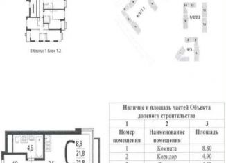 Продам квартиру студию, 21.8 м2, поселение Десёновское, Нововатутинский проспект