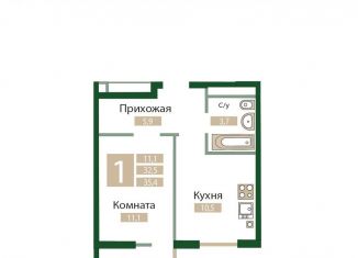 Продажа однокомнатной квартиры, 35.4 м2, посёлок городского типа Молодёжное