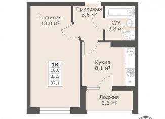 Продается 1-комнатная квартира, 37.1 м2, Ставрополь, Промышленный район