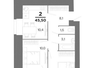 Продаю двухкомнатную квартиру, 45.5 м2, Рязань