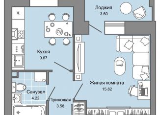 1-комнатная квартира на продажу, 37 м2, Ульяновск, Засвияжский район, жилой комплекс Город Новаторов, 1