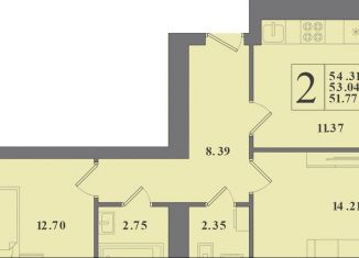 Продается двухкомнатная квартира, 54.2 м2, Калининград, Крейсерская улица, 13к1