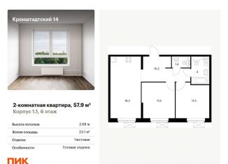 Продается 2-ком. квартира, 57.9 м2, Москва, Кронштадтский бульвар, 8к1, метро Речной вокзал
