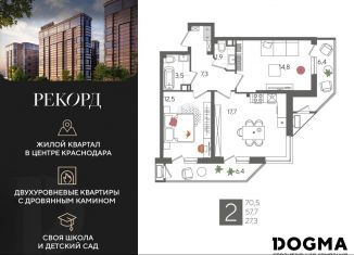 Продажа 2-комнатной квартиры, 70.5 м2, Краснодар, Карасунский округ