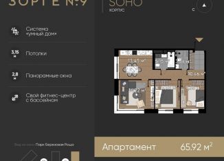 Продаю трехкомнатную квартиру, 65.9 м2, Москва, жилой комплекс Зорге 9, 9Ак7