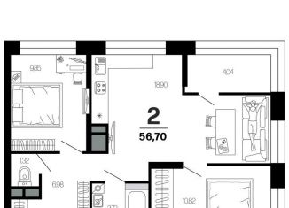 Продажа двухкомнатной квартиры, 56.7 м2, Рязанская область