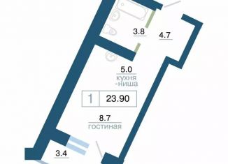 Продажа 1-комнатной квартиры, 23.9 м2, Красноярск, Железнодорожный район