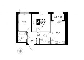 2-комнатная квартира на продажу, 53.6 м2, Москва, жилой комплекс 1-й Ясеневский, к1