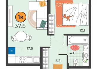 Продается однокомнатная квартира, 37.5 м2, Тюмень, улица Эльвиры Федоровой, 3