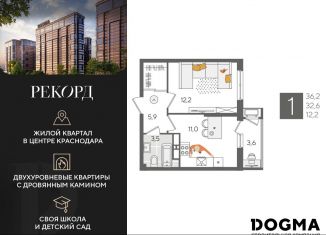Продам 1-комнатную квартиру, 36.2 м2, Краснодар, микрорайон Черемушки