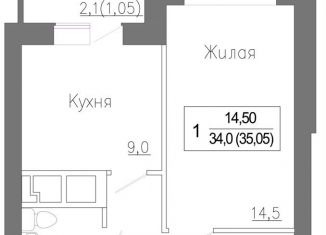Продаю 1-комнатную квартиру, 35.1 м2, деревня Сабурово, жилой комплекс ЗаМитино, к1