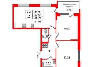 Продам 2-комнатную квартиру, 55.3 м2, Санкт-Петербург, муниципальный округ Пулковский Меридиан