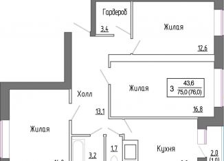 Продается трехкомнатная квартира, 74.4 м2, деревня Сабурово, жилой комплекс ЗаМитино, к1