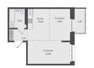 Продажа однокомнатной квартиры, 51.6 м2, Иркутск, улица Касьянова, 1А