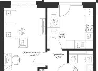 Однокомнатная квартира на продажу, 37.5 м2, Татарстан, жилой комплекс Новый Свет, УБ-4