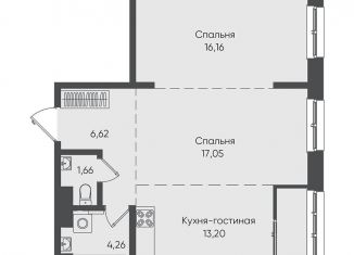 2-комнатная квартира на продажу, 61.9 м2, Иркутская область, улица Касьянова, 1А