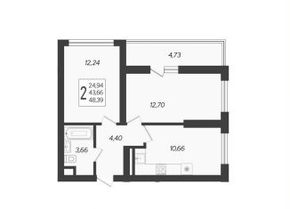 2-комнатная квартира на продажу, 48.4 м2, Сочи