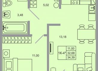 Продажа 1-комнатной квартиры, 34.4 м2, Ленинградская область