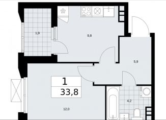 Продам 1-комнатную квартиру, 33.8 м2, поселение Сосенское, жилой комплекс Бунинские Кварталы, 5.1