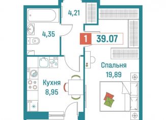 Продается 1-комнатная квартира, 39.1 м2, Мурино, ЖК Графика
