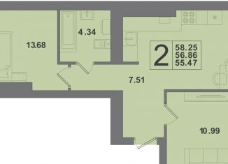 Продажа 2-комнатной квартиры, 58.3 м2, Калининградская область, Крейсерская улица, 13к1