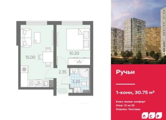 1-комнатная квартира на продажу, 30.8 м2, Санкт-Петербург, метро Академическая