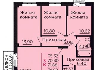 3-ком. квартира на продажу, 71.4 м2, Ростовская область