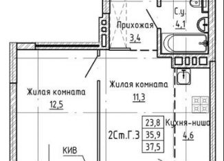 2-ком. квартира на продажу, 37.5 м2, Новосибирск, метро Гагаринская, улица Ляпидевского, 5