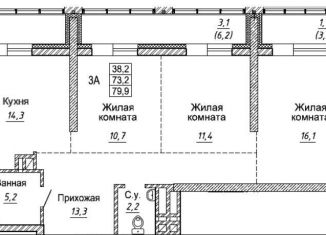 Трехкомнатная квартира на продажу, 79.9 м2, Новосибирск, улица Фрунзе, с1, Дзержинский район