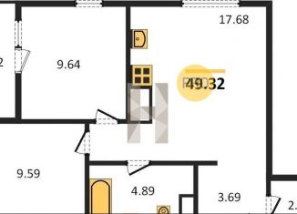 Продается 2-комнатная квартира, 49.3 м2, Краснодар, микрорайон ХБК