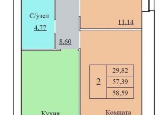 Продажа 2-комнатной квартиры, 58.6 м2, Ярославль