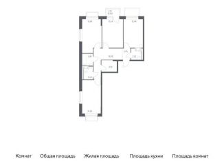 Продажа 3-ком. квартиры, 78.4 м2, Московская область, жилой комплекс Томилино Парк, к6.2