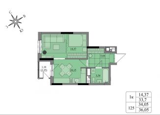 Продажа 1-ком. квартиры, 34.9 м2, Ижевск, Индустриальный район