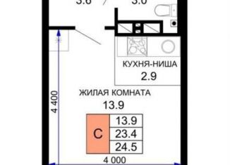 Продается квартира студия, 24.5 м2, Краснодар, Прикубанский округ, улица Лётчика Позднякова, 2к12