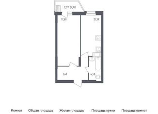 Однокомнатная квартира на продажу, 44 м2, посёлок Жилино-1, жилой комплекс Егорово Парк, к3