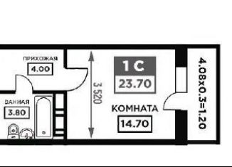 Квартира на продажу студия, 23.7 м2, Краснодар, Дубравная улица, 1, микрорайон Молодёжный
