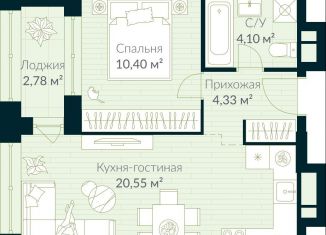 Однокомнатная квартира на продажу, 40.8 м2, Республика Башкортостан