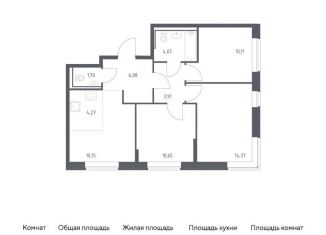 3-комнатная квартира на продажу, 65.3 м2, Санкт-Петербург, Советский проспект, 10, ЖК Живи в Рыбацком
