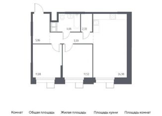 Продаю 2-комнатную квартиру, 66 м2, Москва, многофункциональный комплекс Тропарево Парк, к2.3