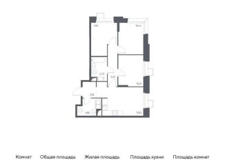 Продается 3-комнатная квартира, 64.1 м2, поселение Мосрентген, многофункциональный комплекс Тропарево Парк, к2.3