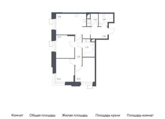 Трехкомнатная квартира на продажу, 69.3 м2, Москва, многофункциональный комплекс Тропарево Парк, к2.2