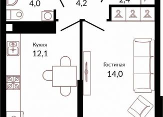1-комнатная квартира на продажу, 38 м2, Краснодар