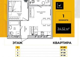 Продаю 1-комнатную квартиру, 34.5 м2, Калужская область, Счастливая улица, 3