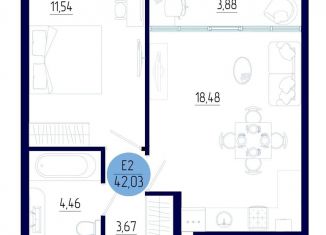 Продажа 1-комнатной квартиры, 42 м2, Рязанская область