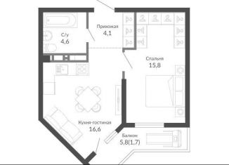 Продается 1-комнатная квартира, 42.7 м2, Новороссийск, ЖК Облака 2