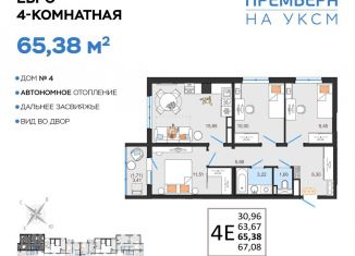 Продам четырехкомнатную квартиру, 65.4 м2, Ульяновская область