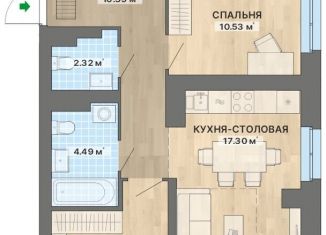 Продается двухкомнатная квартира, 60.3 м2, Екатеринбург, метро Чкаловская