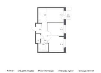 Продается 2-ком. квартира, 54.7 м2, деревня Мисайлово, микрорайон Пригород Лесное, к14.2